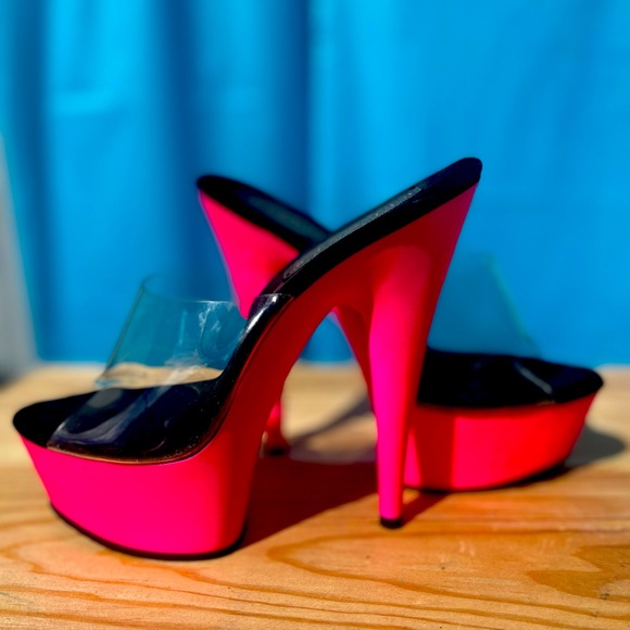 Pleaser Platforms size 5 on bright pink soles - Picture 6 of 7
